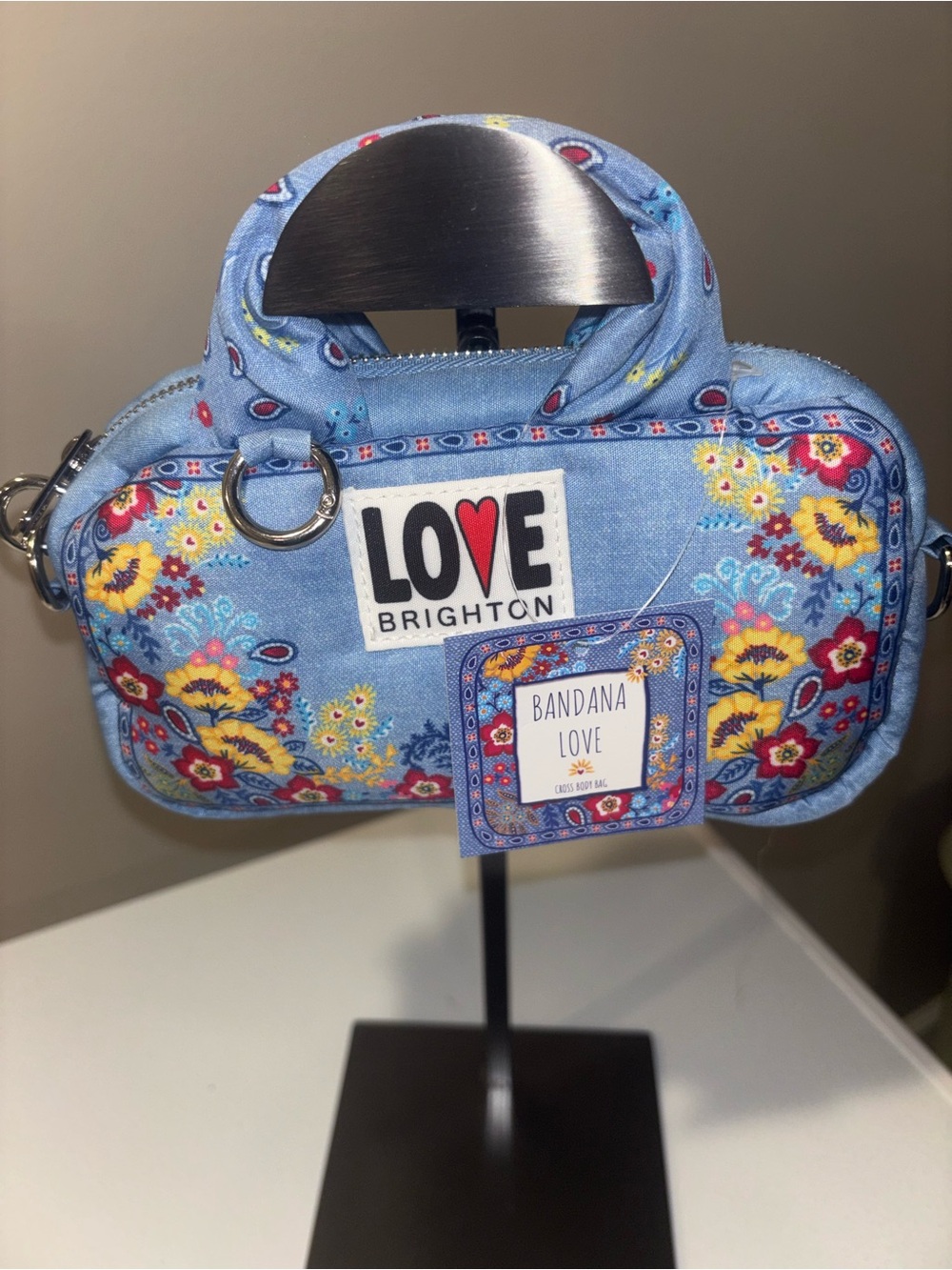 Brighton Bandana Blue Paisley Design Mini Handbag, NWT